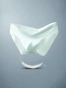 Intimo da uomo Pantaloncini a triangolo a vita bassa in seta di ghiaccio estiva da uomo, pantaloncini traspiranti ultrasottili personalizzati 1