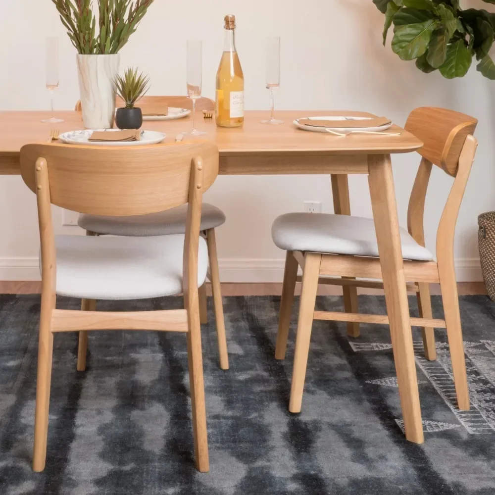

Harper Fabric Dining Chair, Set of 2, Light Beige, Natural Oak