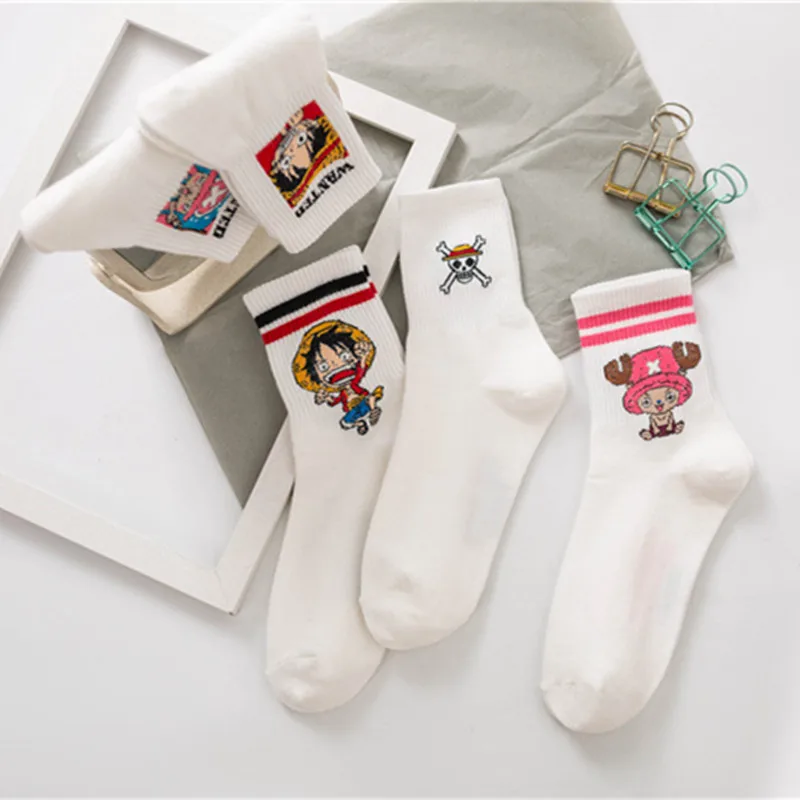 Anime Socks Anime Cartoon Tony Tony Chopper Cosplay Casual Outdoor Socks Funny Luffy Design Unisex Harajuku Cotton Skarpetki Gift