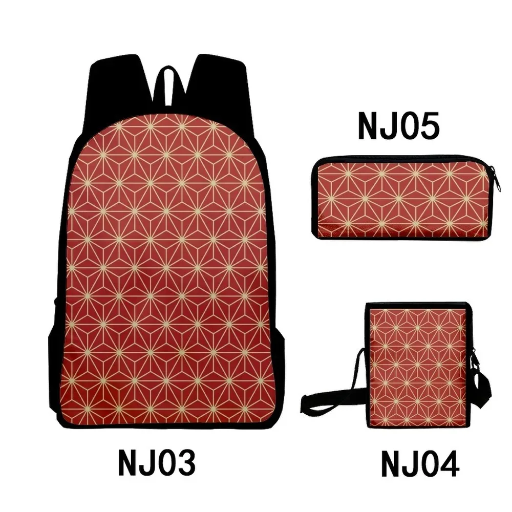 Geométrica Grade 3D Print School Bags, Bookbag dos Estudantes, Mochila Laptop, Mochila, Inclinado Bolsa de Ombro, Lápis Case,