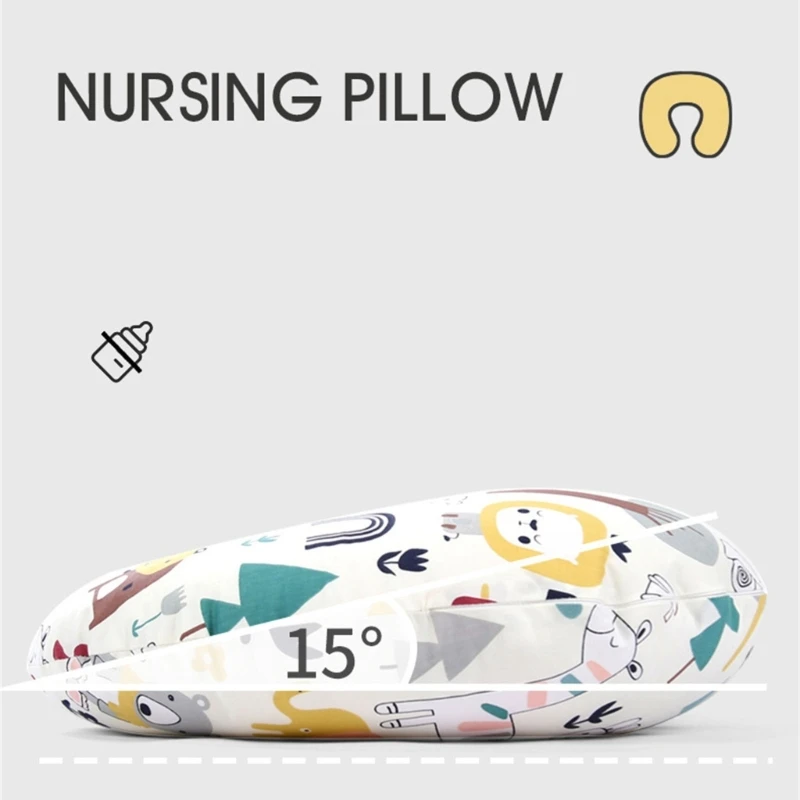 Cotton Nursing Pillow Lovely Pattern Baby Pillow Machine Washable for Comfortable Breastfeeding Bottle Feeding