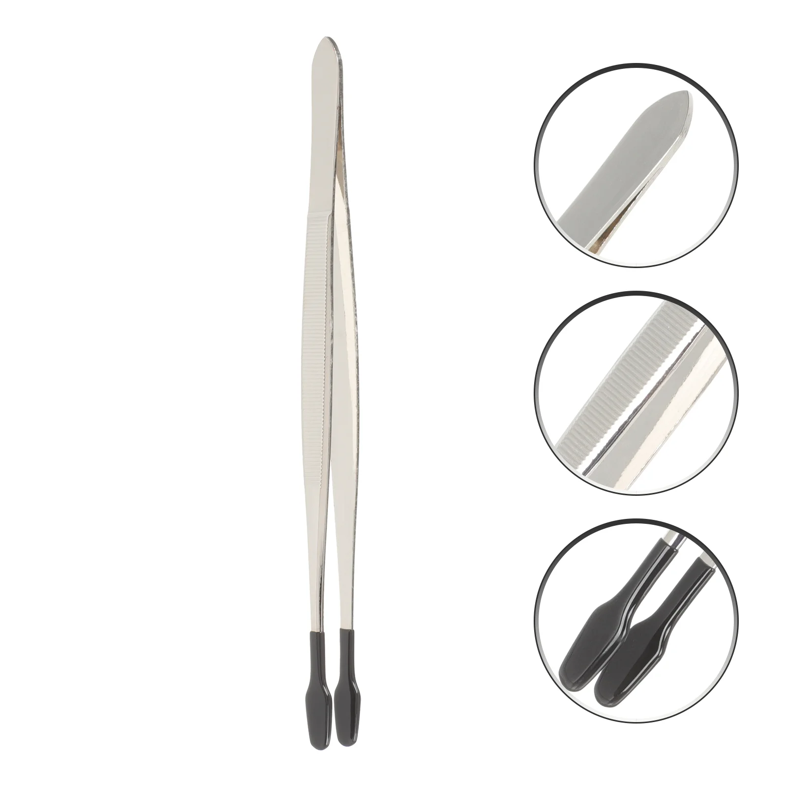 

Tweezers Crafts Rubber Flat Coated Stainless Steel Clip Long Jewelry Coin Tongs Precision Tweezers Craft Laboratory Tool