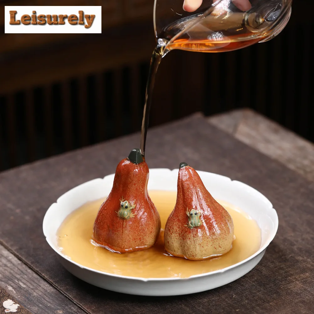 Yixing Purple Clay Water-spraying Frog Pumpkin Tea Pet Zen Flowerpot Landscaping Tea Figurine Play Toys Tea Statue Ornaments