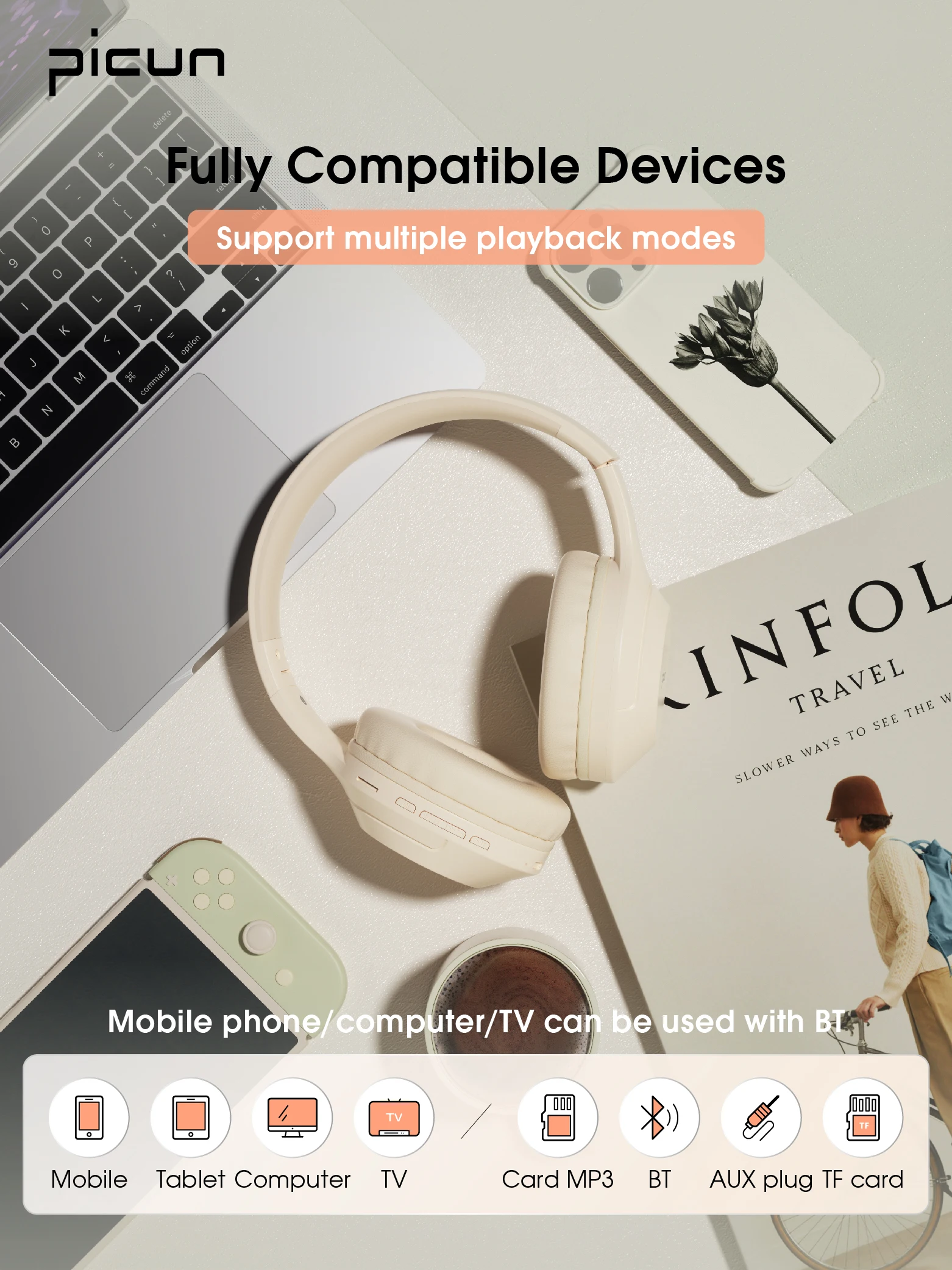 Picun B-01S ワイヤレスヘッドフォン Picun B-01S Wireless Bluetooth Headphones HIFI Stereo