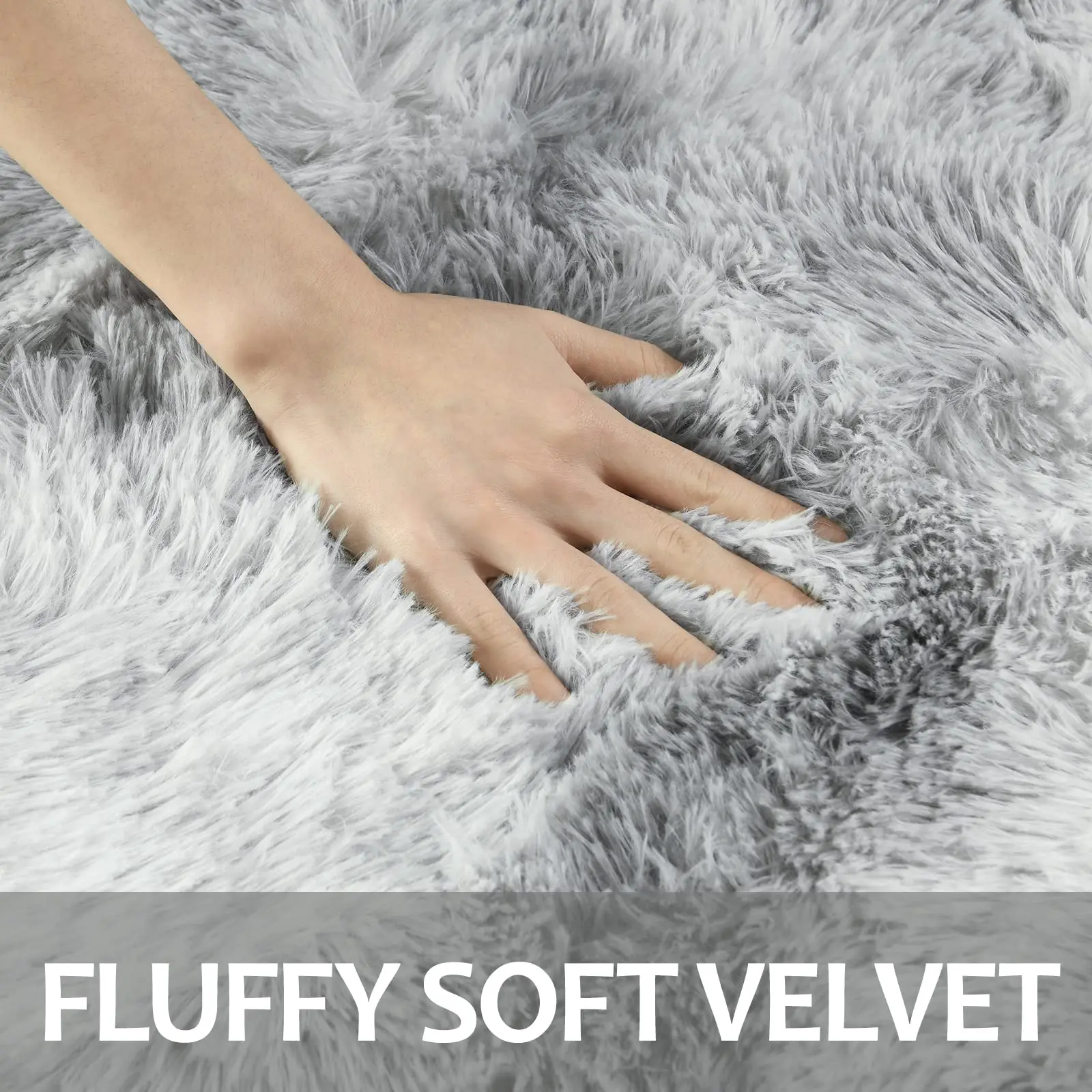 Soft Carpet For Living Room Fluffy Modern Bedroom Bedside Rug Tie-Dyed Grey Indoor Shag Carpets For Kids Nursery Room Home Decor 4