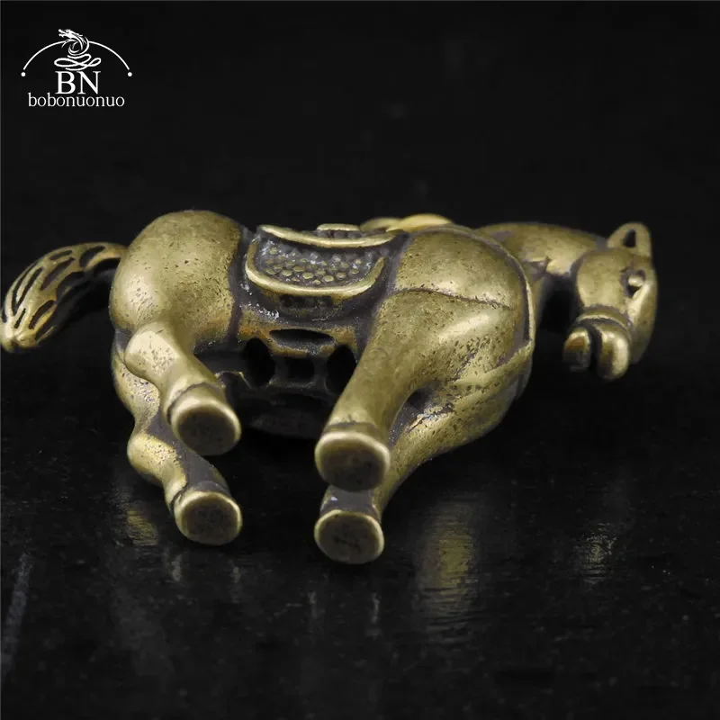 ヴィンテージ真鍮の魔女の馬,小さなデスクトップの装飾,純粋な銅の動物