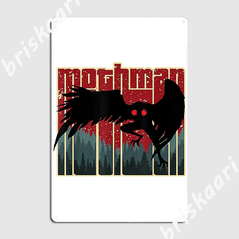 Retro Mothman Original West Virginia Cryptid Artwork Metal Platform Poster Club Home Funny Plates Party Tin Sign Poster