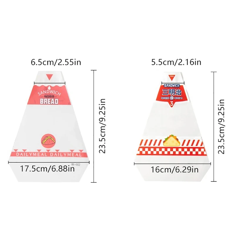 100 Pieces Transparent Anti-Fog Disposable Triangle Sandwich Bags 17.5x23.5cm for Sandw... - SKU TSB01204 - UGI Packaging