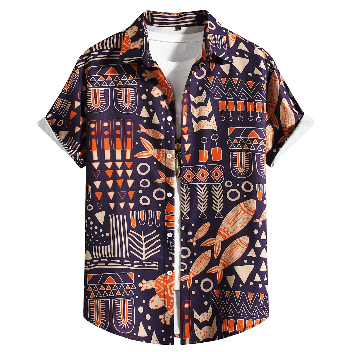 

Fashion Fish Bone Print Hawaiian Shirt Men 2023 Brand Casual Button Down Dress Shirts Men Summer Beach Vacation Aloha Shirts XXL