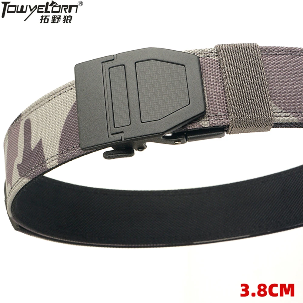 

TOWYELORN Military Belt for Men Sturdy Nylon Metal Automatic Buckle Police Duty Belt Tactical Outdoor Girdle IPSC Accessories