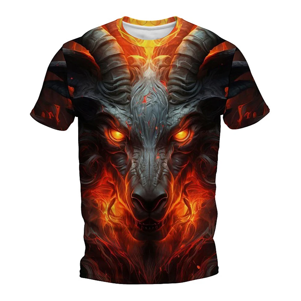 

New Men's Boutique Devil Goat Print T-Shirt Men's Comfortable Fashion Top Men's Street Casual Men's Breathable Fitness T-Shirt