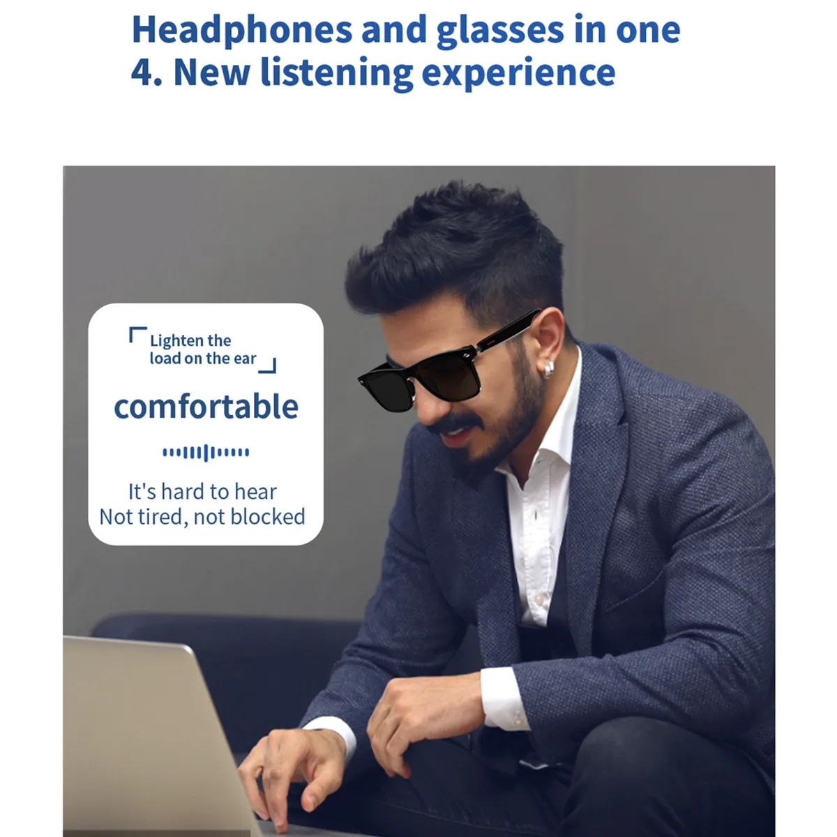 Smart Glasses AI Translator Wireless Bluetooth Call 100+ Language Rreal Time Translate Voice Assistant Smartglasses for Man Girl