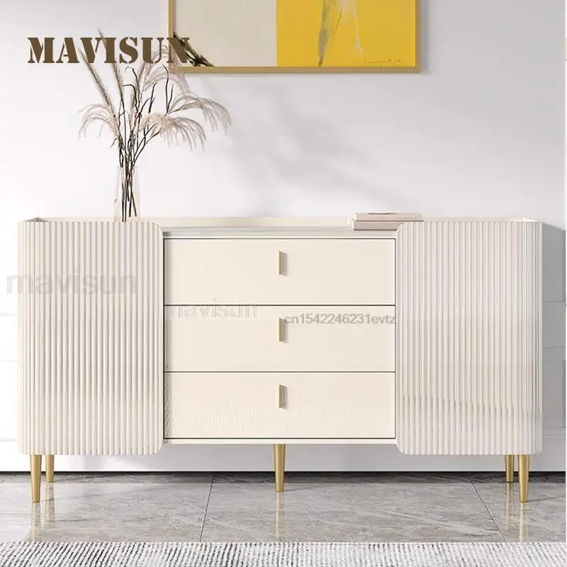European Style Cupboard With Lid Drawer Cabinet Buffet Tables in Ivory Kitchen Sideboard Furniture Rock Slate Entrance Cabinet