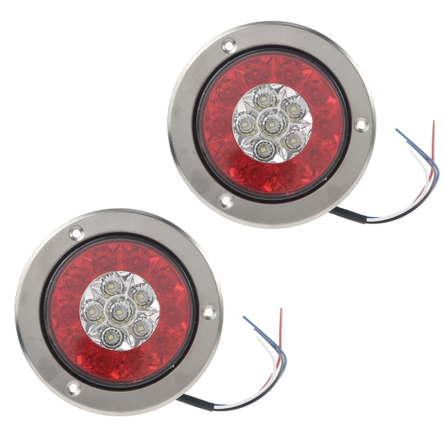 16 LED Turn Signal Stop Brake Light For Car Trailer Truck 12-24V Waterproof Round Taillights Side Lamp Tail Lights