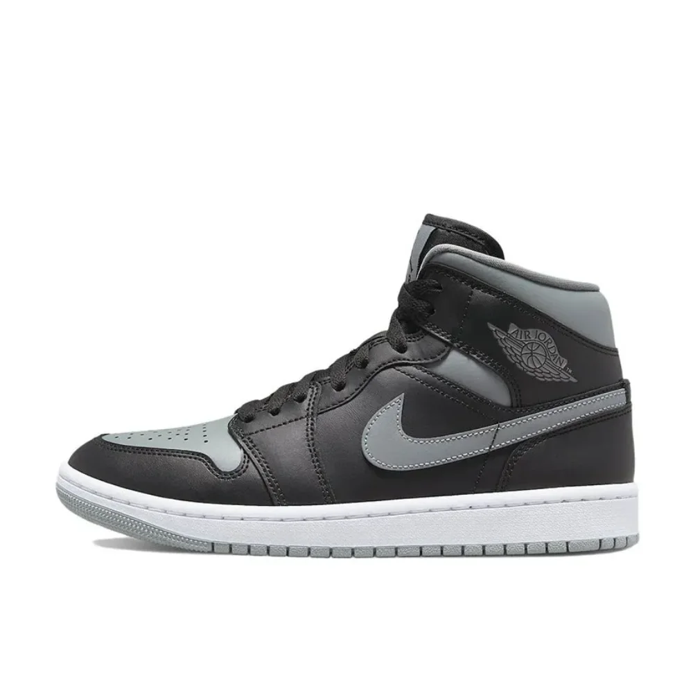 Air Jordan 1 MID Retro Mid-top Basketball Shoes Nike Original Black and Gray Colorway for Men and Women casual sneakers