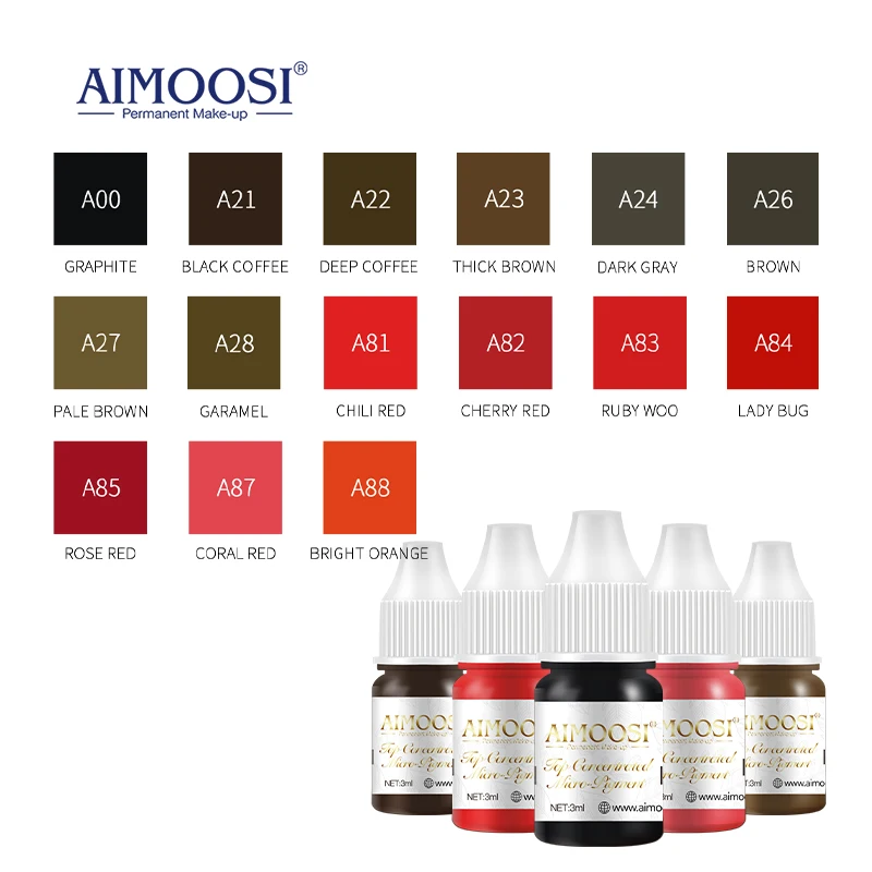 3ml Lip Permanent Makeup Pigments for Micropigmentation Professional Microblading Pigment for Eyebrow Semi-PMU Ink tattoo ink tattoo ink pigment
