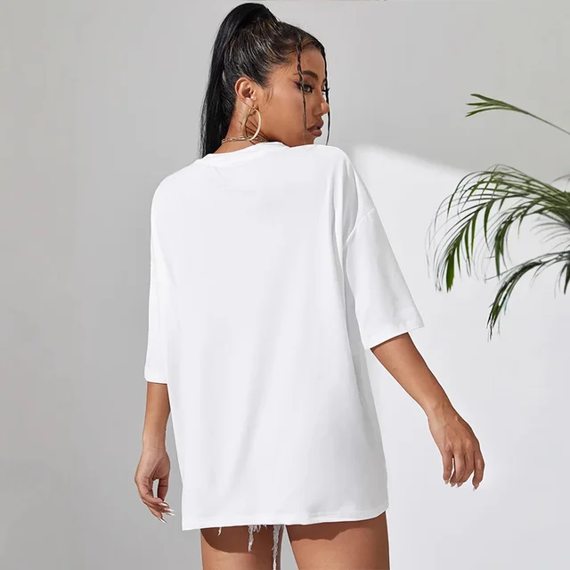 Ladies Casual Multi-Color round Neck Short Sleeve Sporty Loose Fit Solid Color T-Shirt Fashionable Minimalist Design 2