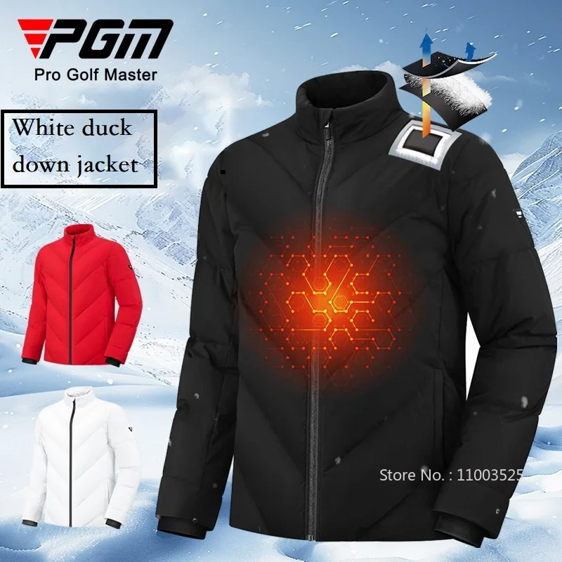 PGM Golf Men Keep Warm Jacket Thicken White Duck Down Coat Waterproof Sports Stand Collar Jacket Male Windproof Outerwear