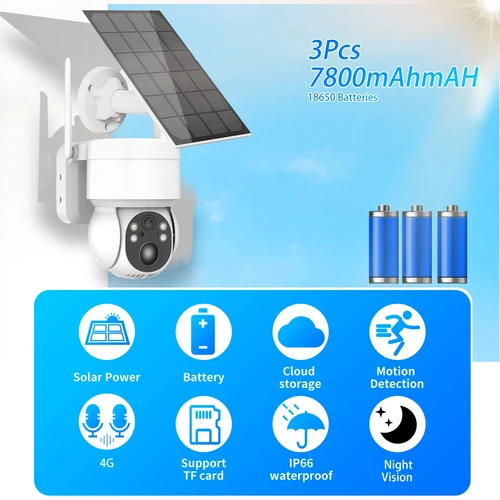 ICSEE 무선 보안 배터리 카메라, 야외 야간 투시경 PIR 감지, 태양광 발전 IP 감시, 4MP 태양광 와이파이 PTZ 카메라 2