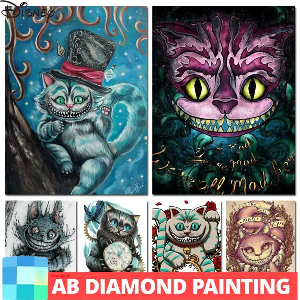 Ab Disney Diamond Painting Cheshire Smile Cat Art 5D Kit Punto Croce Ricamo Mosaico Fai Da Te Alice Nel Paese Delle Meraviglie