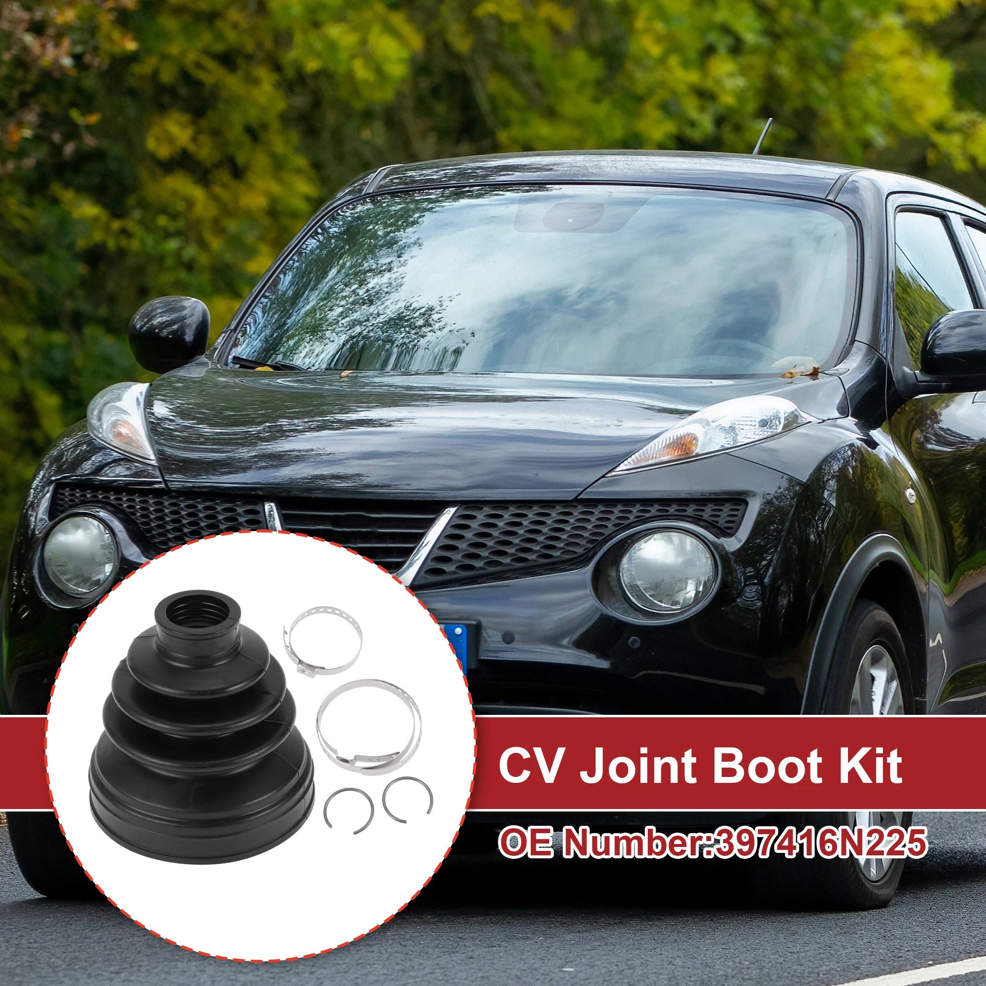 X Autohaux 1 Set CV Joint Boot Kit for Nissan Juke 2014- Inner Constant Velocity Joint Boot W/ Clamps No.397416N225