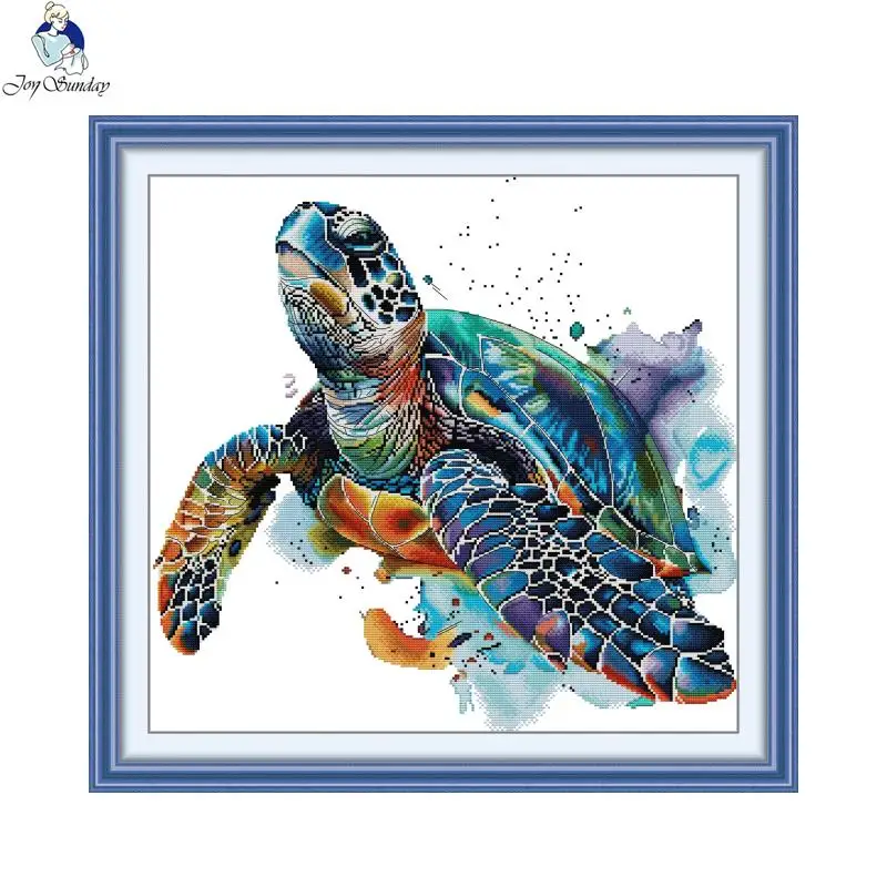 Joy Sunday DIY Homefun Cross Stitch Kit Packages Counted Cross-Stitching Kits Animal Pattern Turtles Cross stich Painting Set