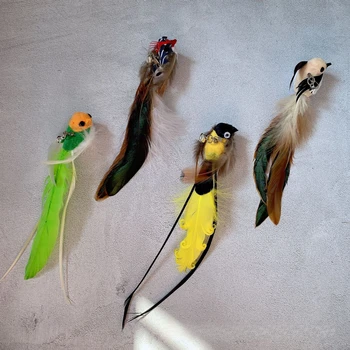 2pcs/3pcs Simulation Little bird Insects Replacement Accessories for Cat Teasers Toys Kitten Feather Toys Pet Supplies
