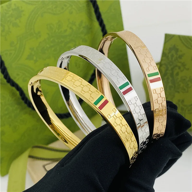 

Red and green matching titanium steel couple fashion bracelet