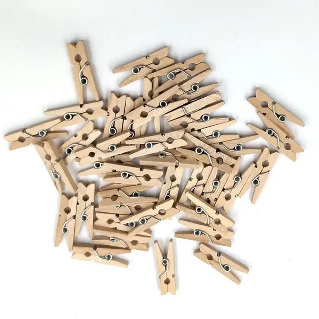 100Db Fából Készült Ruhacsipeszek Multifunkcionális Újrahasznosítható Mini Klipek Jute Zsineggel A Fotó És Barkácsolás Kézműve - Image 4
