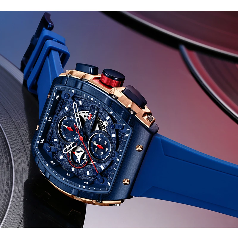 Luxury Men's Quartz Watch Fashionable Silicone Tape Waterproof Chronograph Watches Tonneau Original Brand Relogio Masculino New