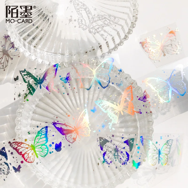 Dream universe Silver Masking Washi Tape Decorative butterfly circle Adhesive Tape Decora Diy Scrapbooking Sticker Label 4