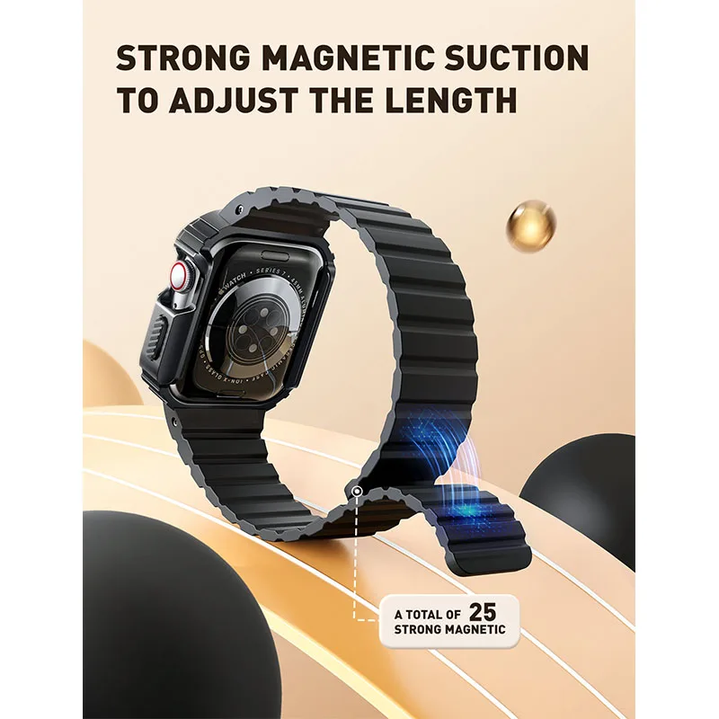 For Apple Watch 9/8/7/6/5/4/SE CaseBand [45/44mm] SUPCASE UB Seal Rugged Protective CaseMagnetic Soft Silicone Strap