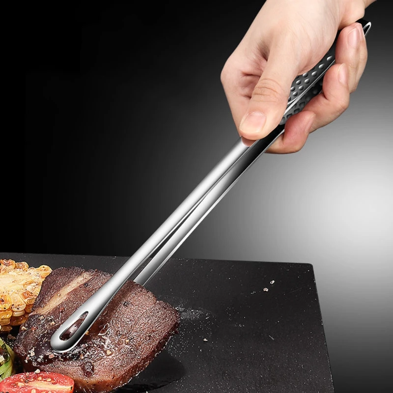 Stainless Steel Barbecue Clamp Tongs Extra Long Tweezer Food Tongs Kitchen Serving Bread Clip Pastry Clamp for Cooking Fish 87HA