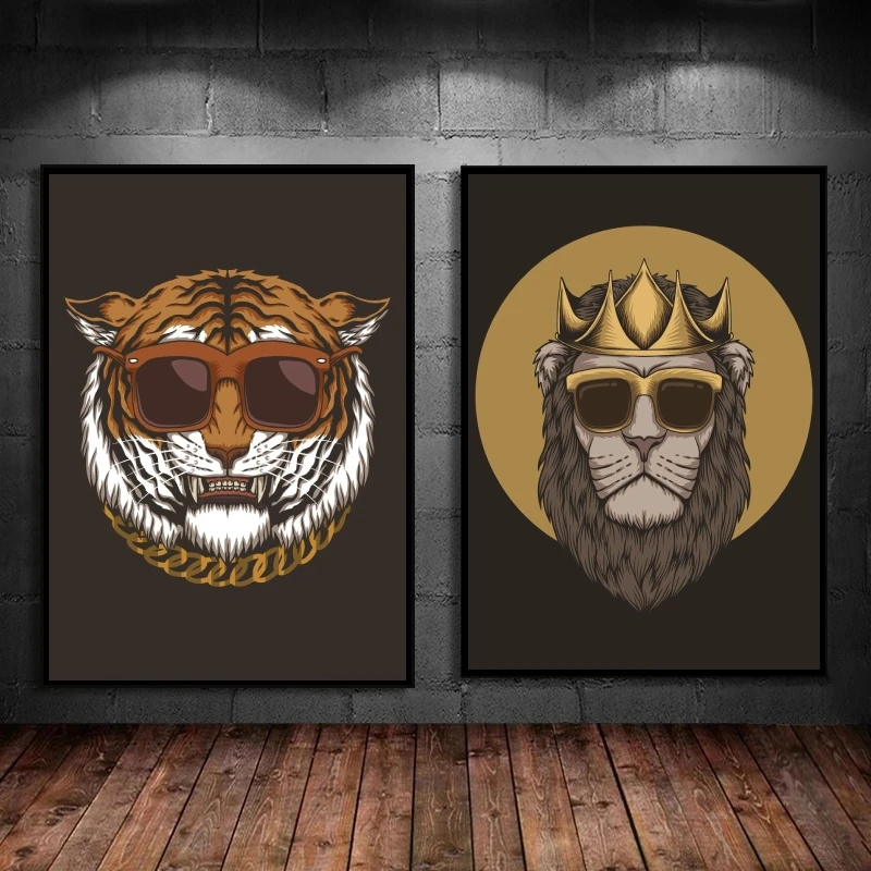 

Posters and prints Gangster Tiger Animal face Picture Print Wall Modular Painting Decor Gifts Hanging High Quality Art