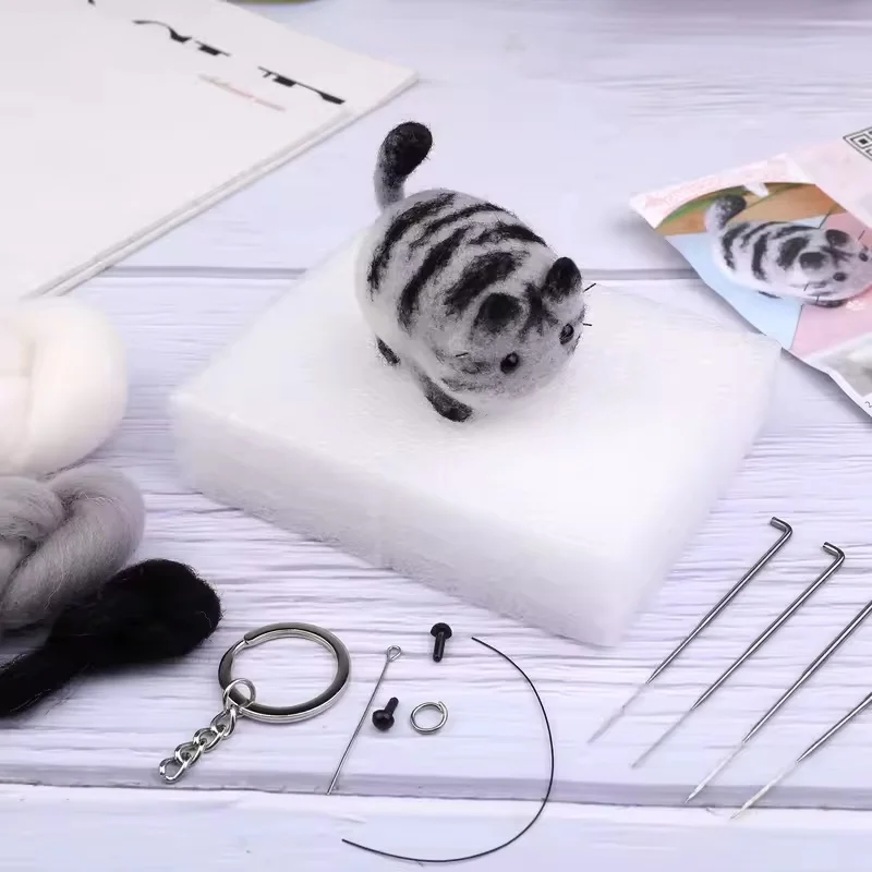 Non-Finished Dog Cat Handmade Wool Felting Material Package For Doll Making Toy DIY Child Needle Felting Tool Kit Pendant Making