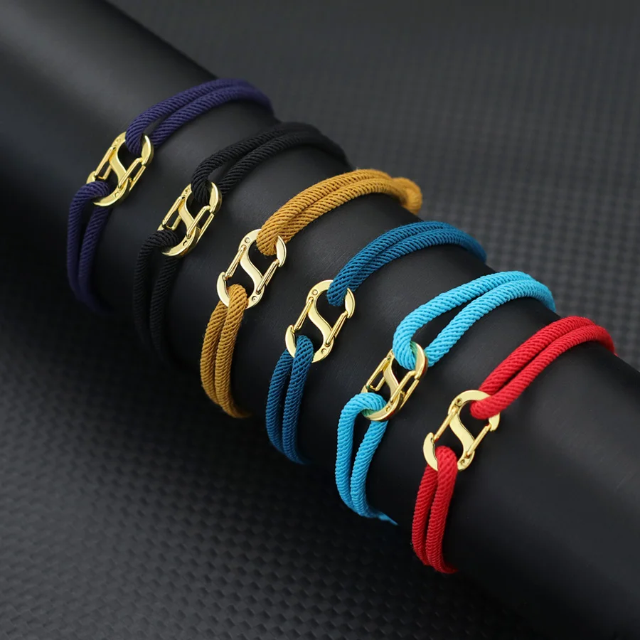 Noter 6 Farben Seil Armband Männer Frauen 3 mm dünne Schnur Edelstahl Verbindungsschnalle Vielseitiges Zubehör Cooles Armband