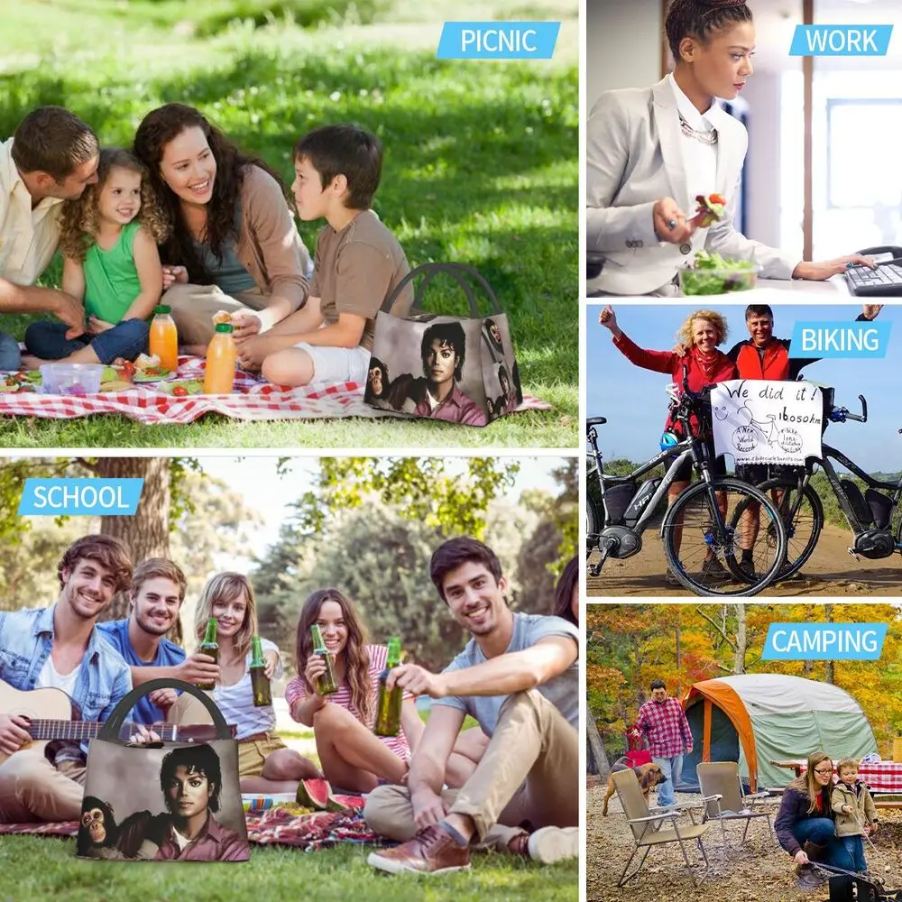 Michael Jackson Insulated Lunch Bag for Women Kids Portable Food Boxes Thermal Lunch Box Tote