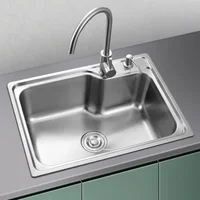 Stainless Steel Kitchen Sinks Wash Basin Thickened Washing Sink Single Sink Table Upper and Lower Basin Kitchen Accessories T 1