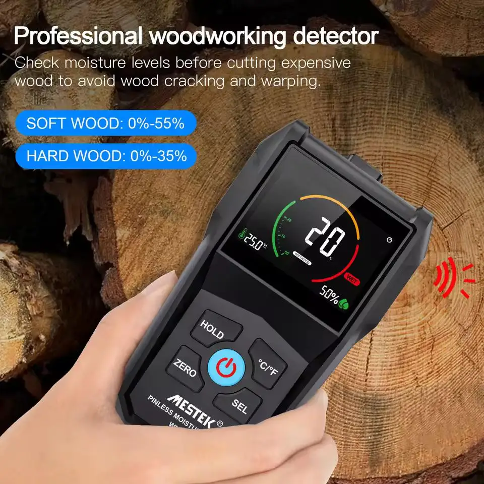 Accurate induction wood moisture detection non-contact wood moisture analysis LED display digital tester