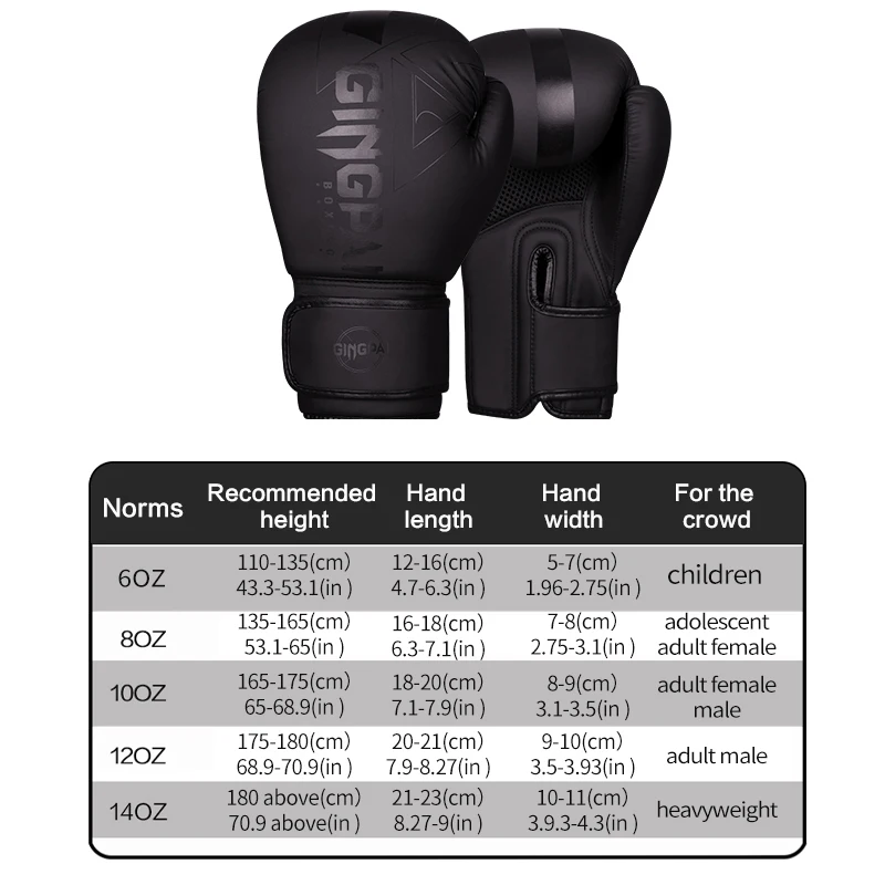 Boxing Gloves 8 12 14oz PU Leather Muay Thai Sanda Free Fight MMA Kick Boxing Training Men Women Kids