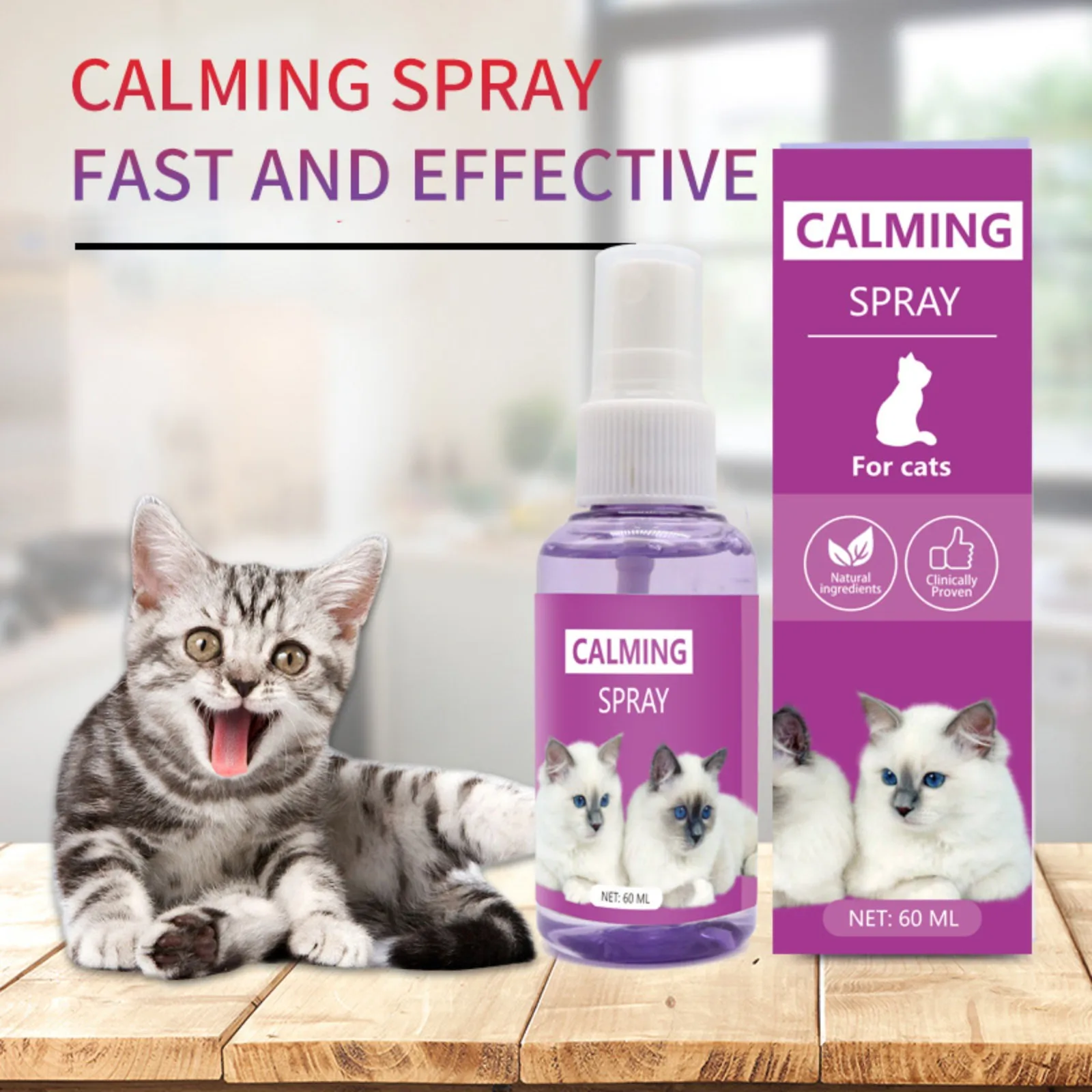 60ml Pheromone Cat Emotional Soothing Spray Cat Pheromone Feliway Anti-Stress Spray Perros Accesorios Fuente De Agua Para Gato 5