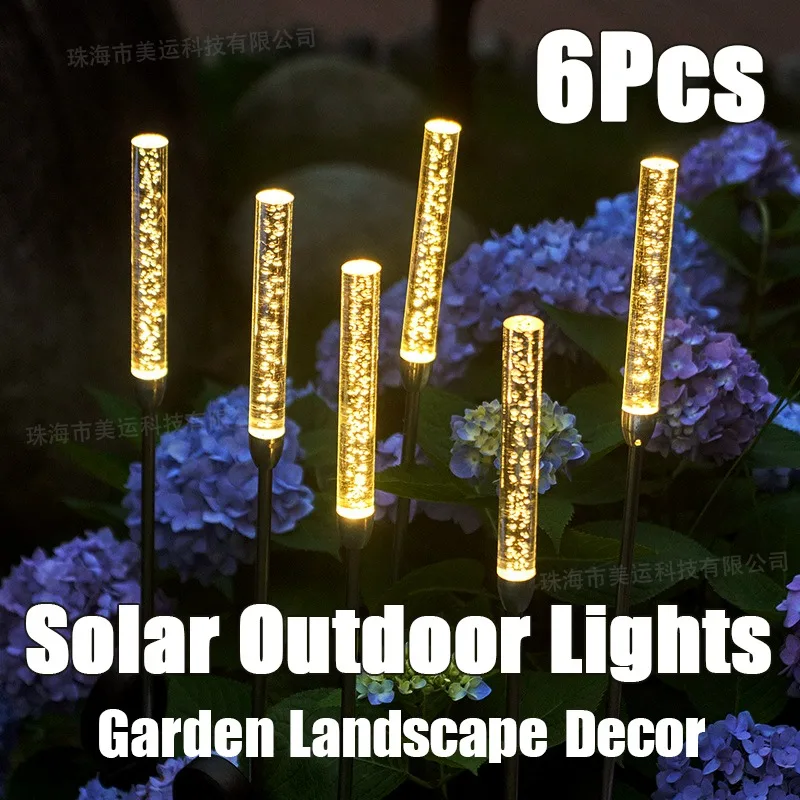 6Pcs Outdoor Solar Acrylic Popsicle Lights Waterproof Courtyard Decoration Garden Villa Atmosphere Lawn Insertion Landscape Lamp 4pcs led acrylic bubble solar outdoor lights courtyard garden lawn landscape christmas holiday party decoration atmosphere lamps