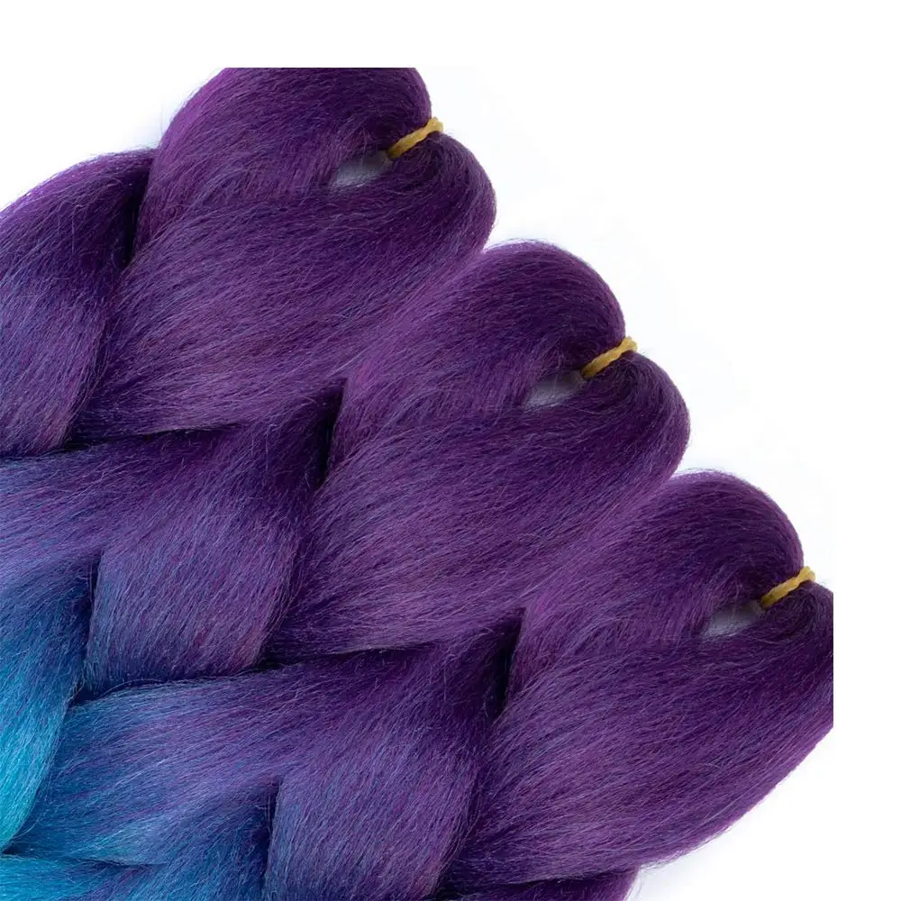 Braiding Hair Extensions Ombre Braiding Hair 24 Inch 1Pack Pre Stretched Box Colorful Twist Extensions Synthetic Crochet Purple/Lake Blue/Light Purple