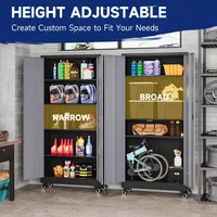 Metal Storage Cabinet with Wheels, 73" Rolling Garage Storage Cabinets with 4 Adjustable Shelves & Locking Doors, Tool Cabinet 2