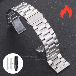 Universal Stainless Steel Quick Release Watch Strap with Folding Buckle - 22mm (Silver)