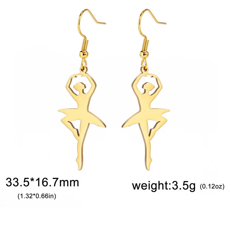 Edelstahl Ballett Tropfen Ohrringe Elegante Ballerina Tänzerin Anhänger Ohrringe für Frauen Ästhetische Mädchen Schmuck Geburtstag Geschenke – Detail 14