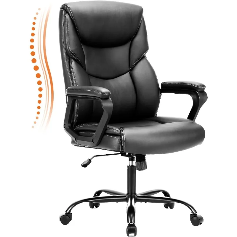 Executive Office Chair – Ergonomic Adjustable Computer Desk Chairs with High Back Flip-up Armrests, Swivel Task Chair with