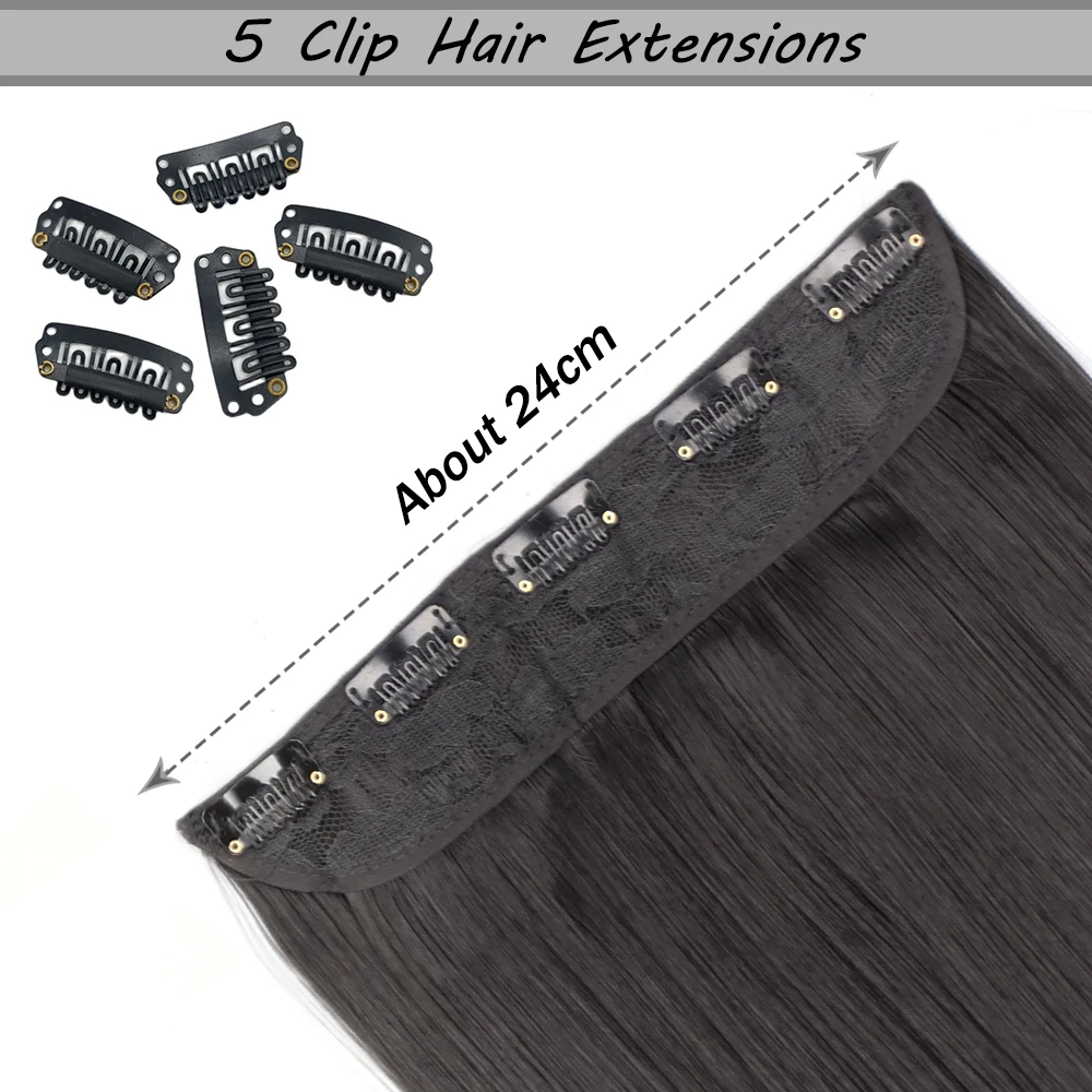 Synthetic 5 Clip In Hair Extensions Long Straight Hairstyle Hairpiece Black Brown Blonde 80CM Natural Synthetic Hair For Women_voghion.com