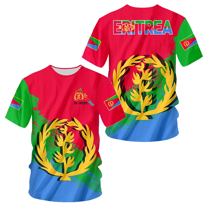 

Africa Country Eritrea Flag 3D Print Lion Colorful Retro 3DPrint Men/Women Summer Casual Funny Short Sleeves T-Shirts Streetwear