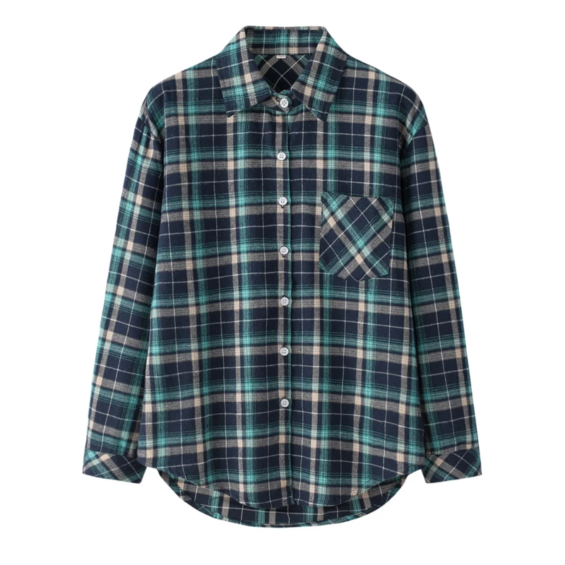 

2022 Autumn New Women Plaid Shirt Loose Design Fresh Casual Style Woman Blouse and Tops Good Quality Lady Clothes Blusas